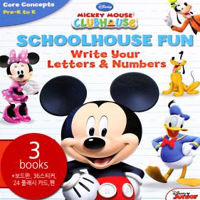 Mickey Mouse schoolhouse Fun Letters & Numbers - 페이퍼북 3권,보드판, 36스티커,24 플래시 카드,펜