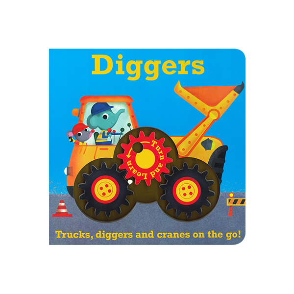 Turn and Learn : Diggers (Trucks, Diggers and cranes on the go!) - 조작보드북